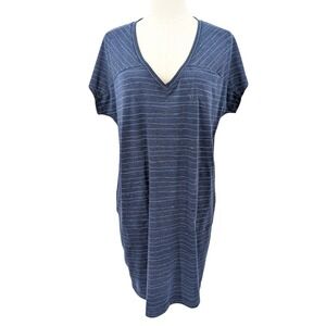 Title Nine Striped V Neck Dress Athletic Casual Soft Stretch Tee Dress Size S